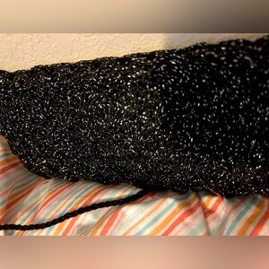 Hand crafted black crochet Clutch, emulates a 1940’s bag, but no tags